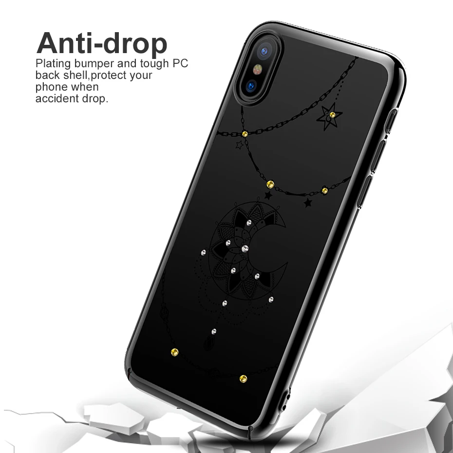 Для iPhone X 10 роскошный кейс Стразы Кристалл Алмаз прозрачное прочное покрытие для