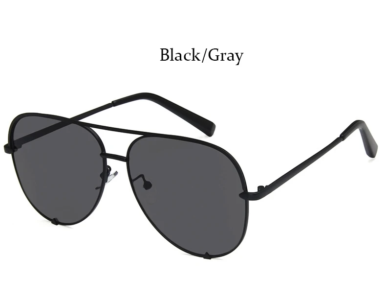 Black Gray Черные роскошные солнцезащитные очки пилота женские Винтажные Солнцезащитные очки Модные оттенки розовые зеркальные солнцезащитные очки Женская металлическая оправа бренд - Цвет линз: Black Gray
