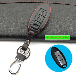 

Автомобильный Стайлинг, кожаный чехол для ключей с дистанционным управлением для Nissan Tiida Livina X-Trail T31 T32 Qashqai Teana, 3-кнопочный чехол для ключа