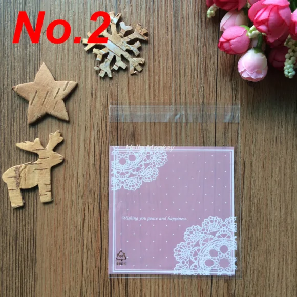 2 50 шт./компл. 10x10 см 27 Цвета точки самоклеящаяся подарок Еда упаковка мешок милое маленькое печенье мешок целлофановый пакет Пластик сумка/Розничная - Цвет: 2