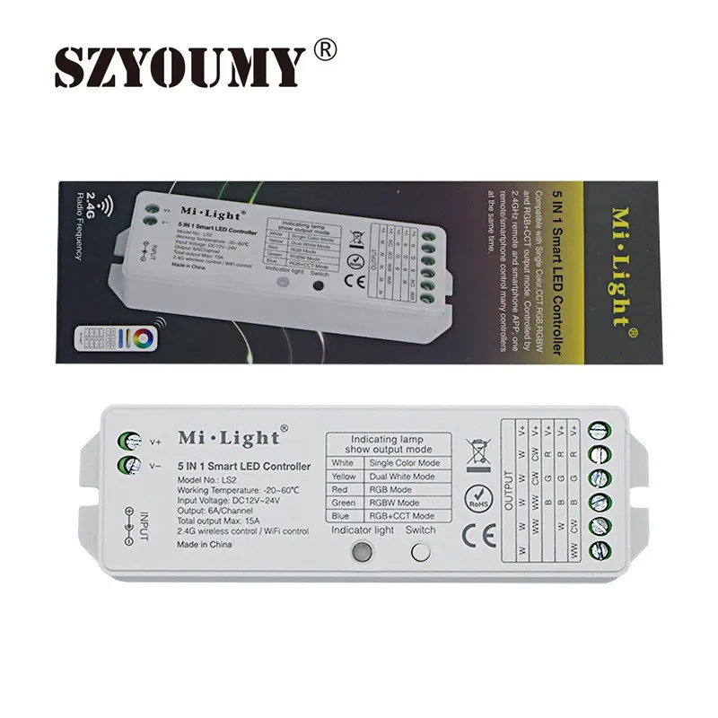 SZYOUMY Mi Light LS2 5в1 RF 2 4G RGBW RGB + CCT RGBWW LED контроллер Диммер WiFI WLAN приложение 10