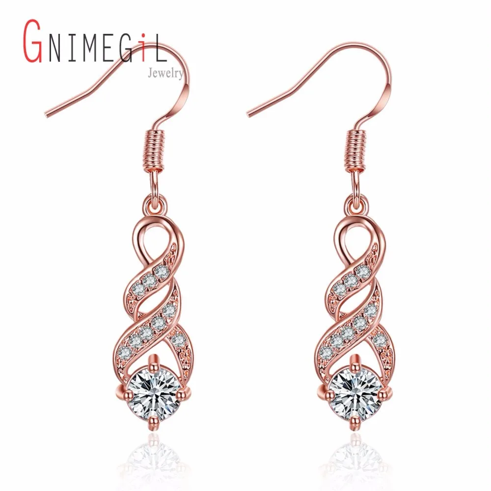 GNIMEGIL ювелирный бренд Модные растительный узор CZ кубический циркон Медь металла
