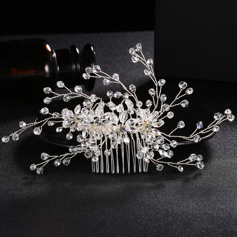 SLBRIDAL арт деко Vinatge прозрачные стразы свадебные гребни для волос головные уборы