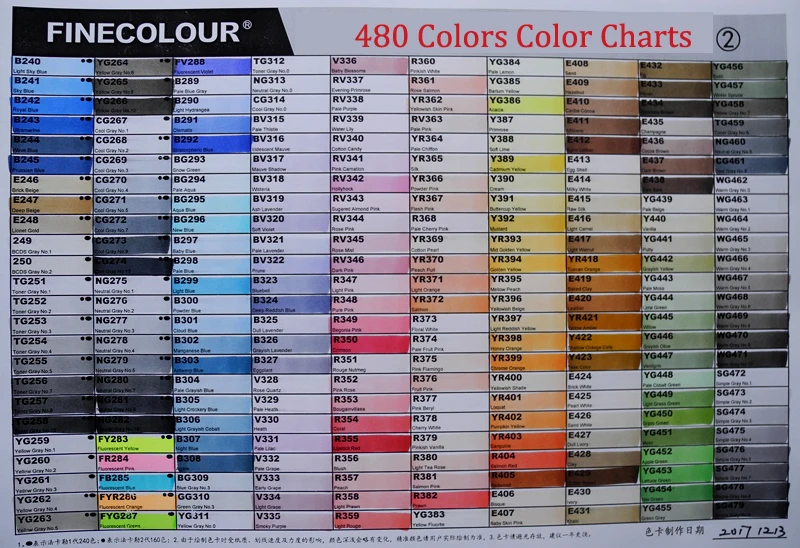 Finecolour EF102 кисти художественные маркеры тонкие и кончик кисти 480 цветов Профессиональные манга премьер двухсторонние маркеры для рисования