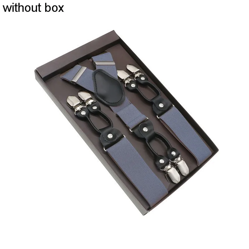 10 Black Real Leather 6 Clips Suspenders Braces Vintage Casual Suspensorio Tirante Trousers Strap Bretele Dad/Husband's Gift - Цвет: 10