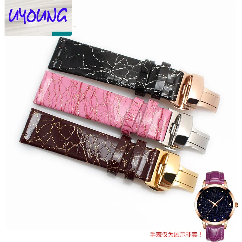 Uyoungthe ультра-тонкие часы ремешок адаптер кожаный браслет и R-O-S-ini бабочка 20 мм |