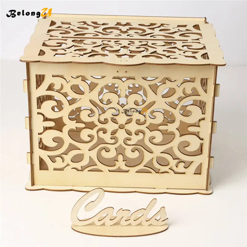 Сделай Сам винтажная Свадебная коробка для денег конверт деревянная карт