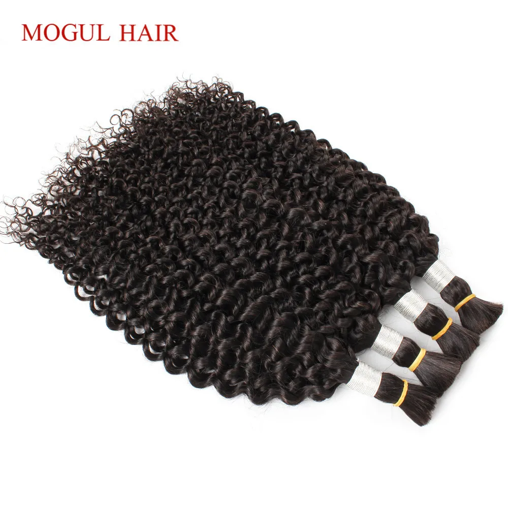 Mogul волосы кудрявые волосы оптом натуральный цвет индийские Remy человеческие волосы для наращивания 4 пучка темно с коричневой тесьмой в пучках волос