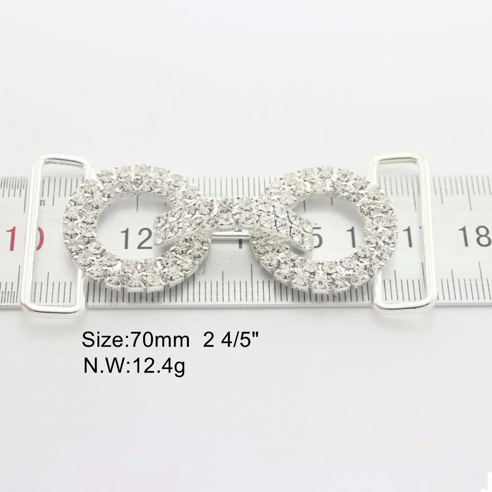 70 мм 2 4/" Diamante Кристалл Rhinestone Инструменты для наращивания волос бикини для Одежда заплыва износ обуви одноцветное серебро пряжки ремня приглашение 10 шт