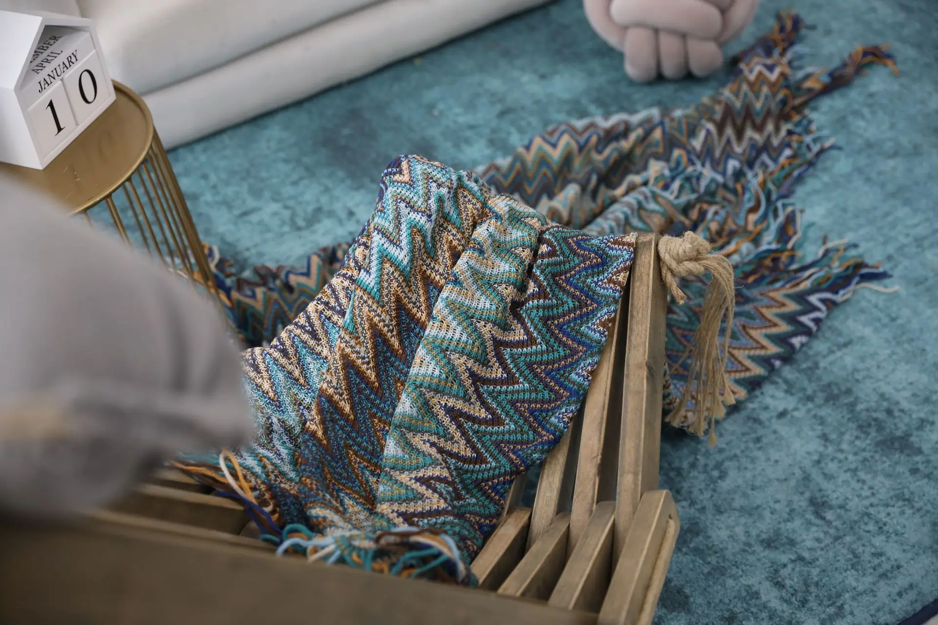 

Fort Hope 100% Acrylic Bohemian Indian Knitted Blanket Decorative Knitting Throw Blanket National Wind Easycare Sofa Blanket