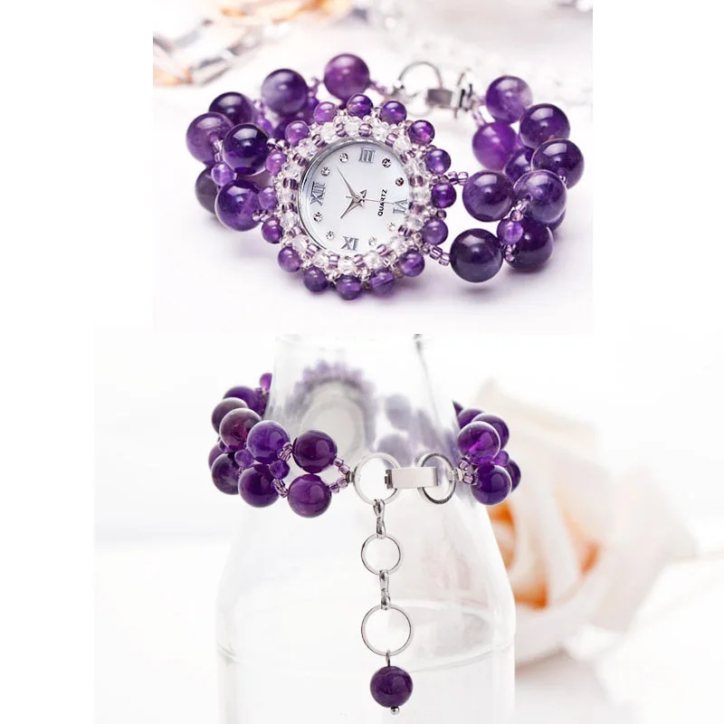 Женские полностью автоматические кварцевые часы Аутентичные Аметистовые класса