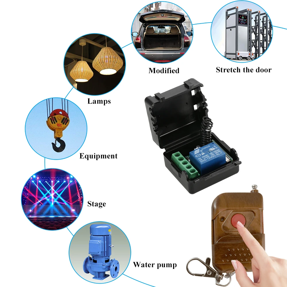 Беспроводной Выключатель для умного дома 433 МГц 12 В постоянного тока 1 канал