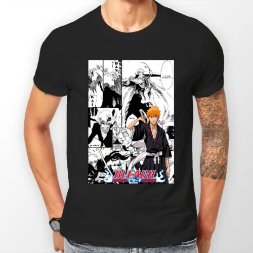 Bleach Ichigo Kurosaki Manga Strip Anime Unisex T-Shirt 2019 Summer Brand Clothing100% Cartoon T Shirt Men | Мужская одежда