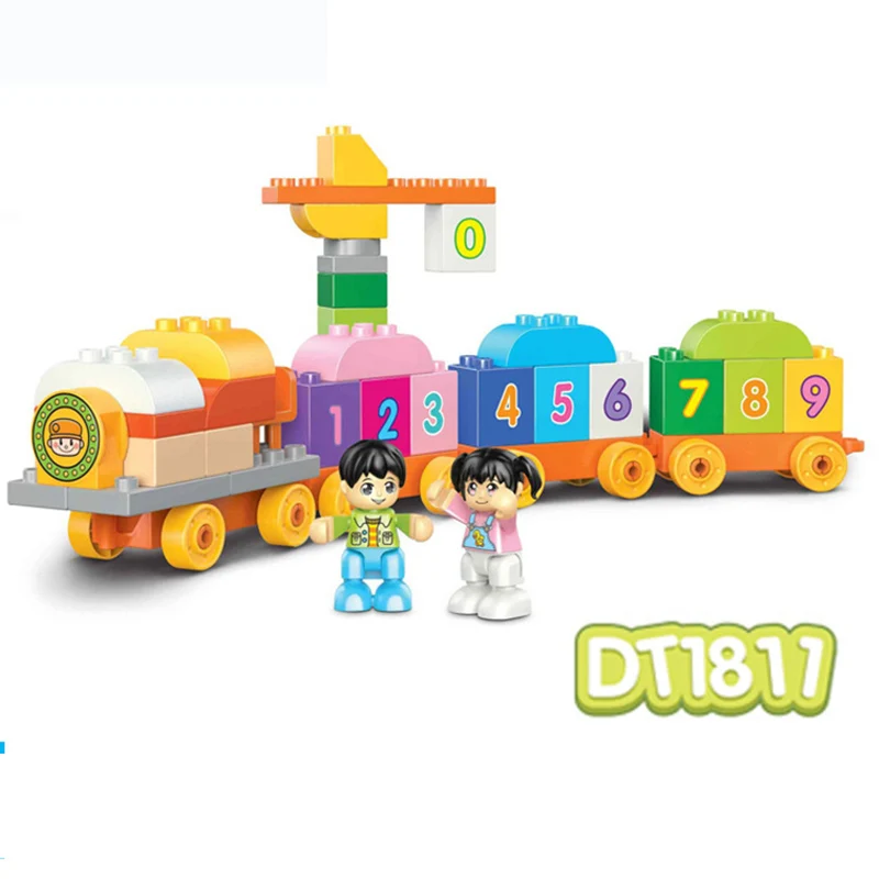 58 шт./лот большая модель строительные блоки цифровой поезд самоблокирующиеся