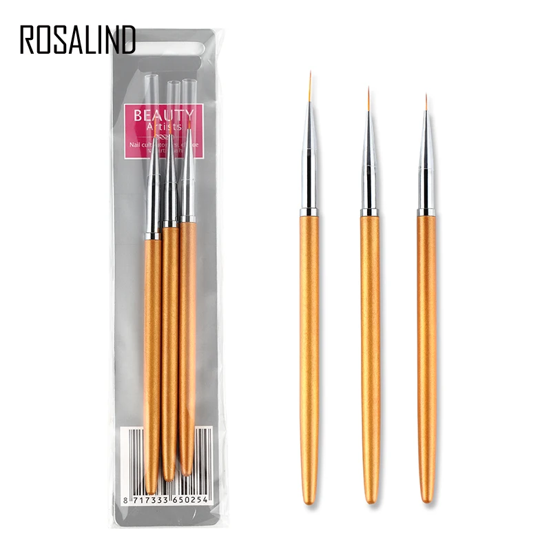 ROSALIND 3 шт./компл. Золотые кисти для ногтей дизайн маникюрный набор инструментов