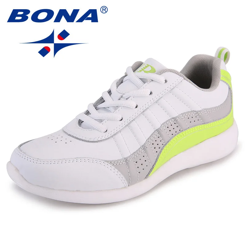 WHITE GREEN BONA/Новое поступление; женские туфли в классическом стиле на плоской подошве; Изящные дизайнерские женские удобные туфли; женские кроссовки из микрофибры; женская обувь на шнуровке - Цвет: WHITE GREEN
