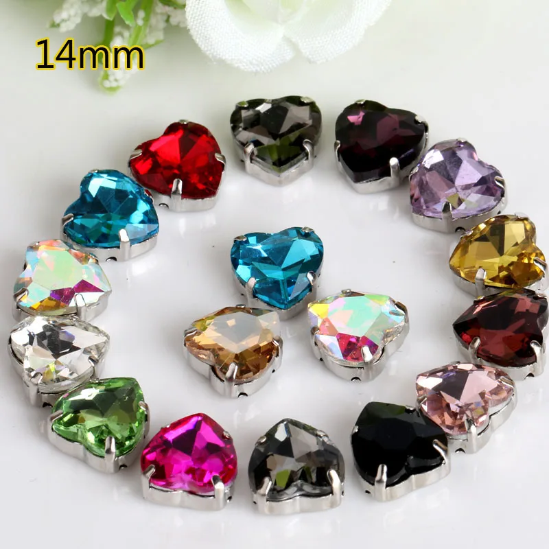 Супер сверкающие стеклянные стразы с отверстиями 14 мм 20 шт. серебряное дно в