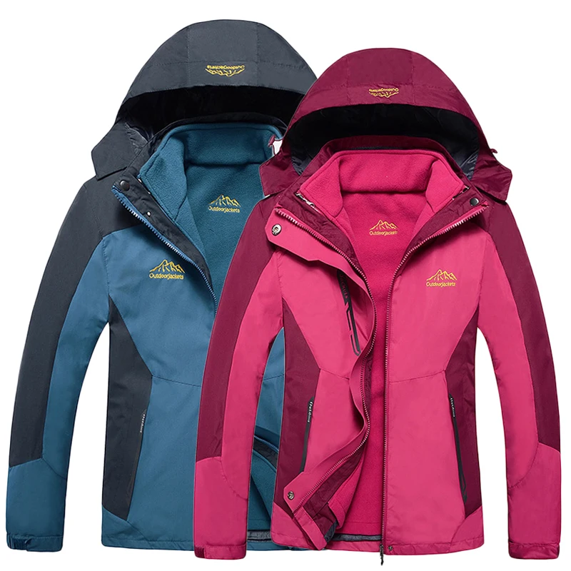 WindTaste 8XL Men's Women's 2 Pieces Thick Winter Inner Fleece Jacket Outdoor Sport Warm Coats Male Female Thermal Jackets KA097 | Спорт