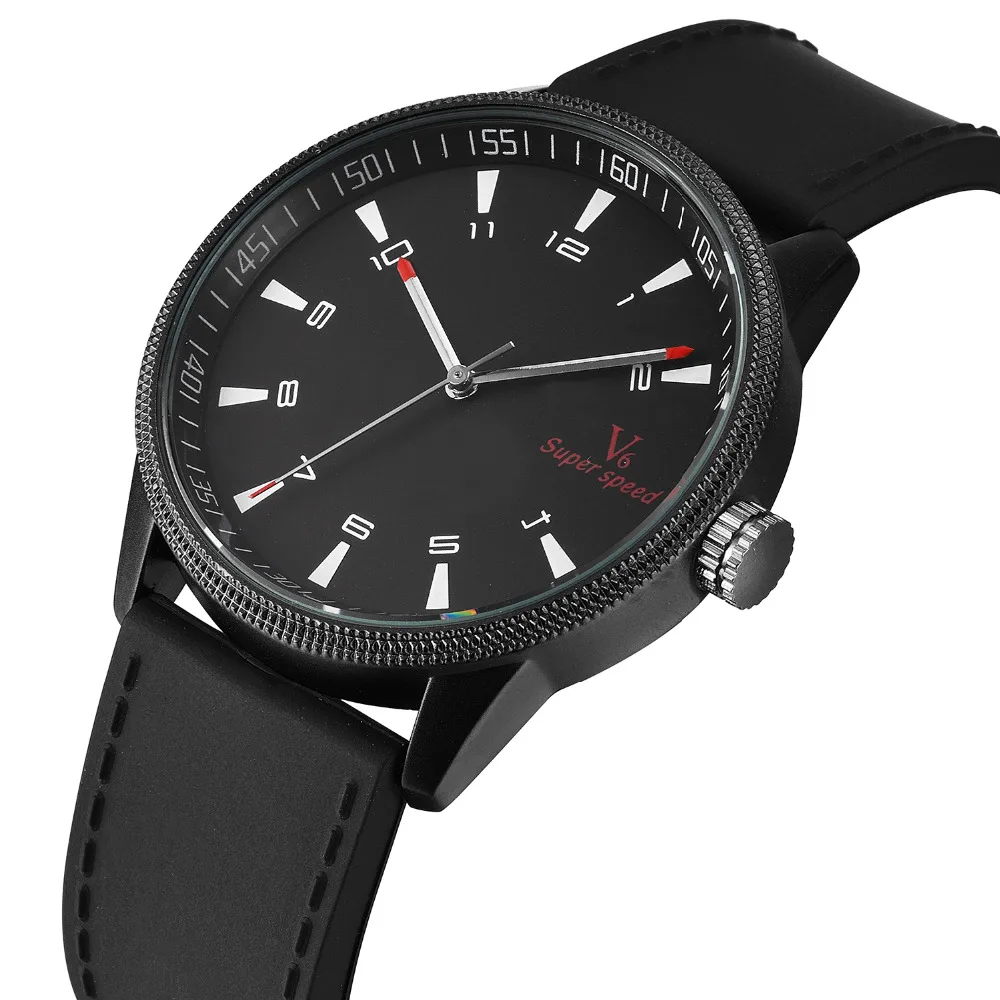

Fashion V6 Brand Simple Men Silicone Strap Watch Casual Quartz Stuednt Gift Man Dress Business Watches Waterproof Sports Watches