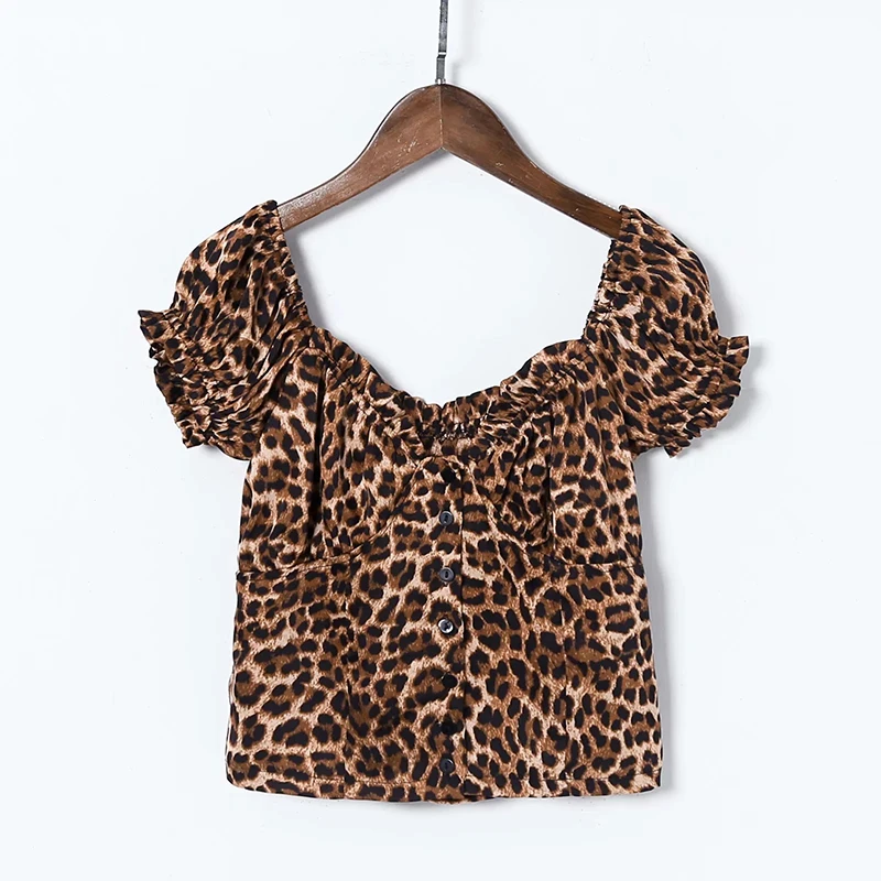2019 Boho leopard blouse women shirt sumemr sexy crop top punk streetwear korean tank cropped feminino casual clothes blsuas |