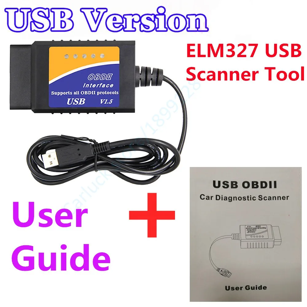 

New ELM327 V1.5 USB Plastic OBD2 Car Auto Diagnostic Tool OBD 2 Cable Adapter ELM 327 Interface OBDII CAN-BUS Scanner
