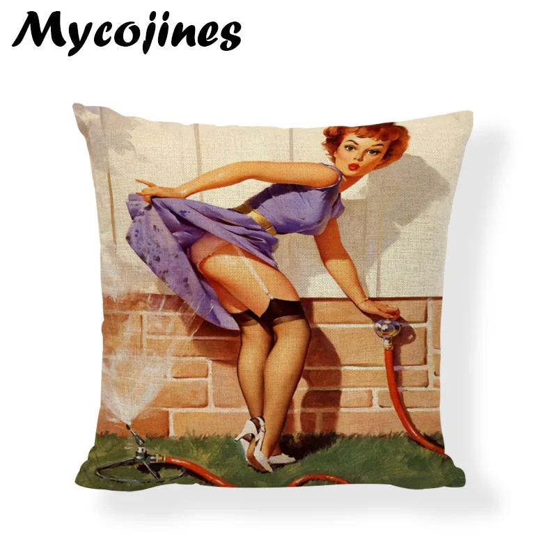 Чехол на подушку в стиле ретро очаровательный женский фон 45*45 см красный горошек