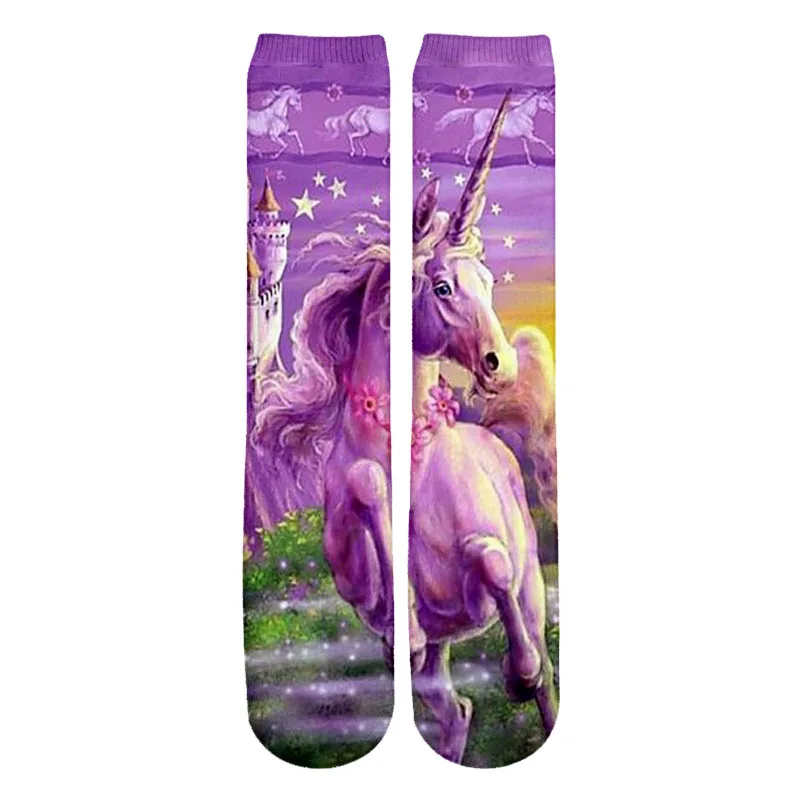 Новинка носки в стиле Харадзюку для мужчин и женщин Необычные Длинные с 3D принтом
