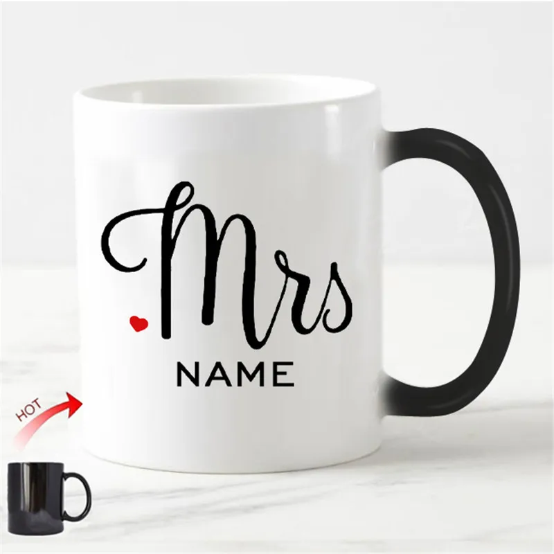 Mr. Mu Mug Personalized Mr. Mr. Customized Name Coffee Cup Couple Tea Color Change Cup Fashion Heart Custom Anniversary Wedding