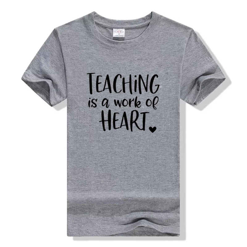 Teaching Is A Work Of Heart футболка для учеников начальной школы учителя Camiseta Rosa Feminina