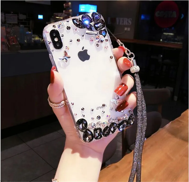 Чехол для мобильного телефона с блестящими кристаллами и стразами iPhone 11 Pro X XR 6 7 8