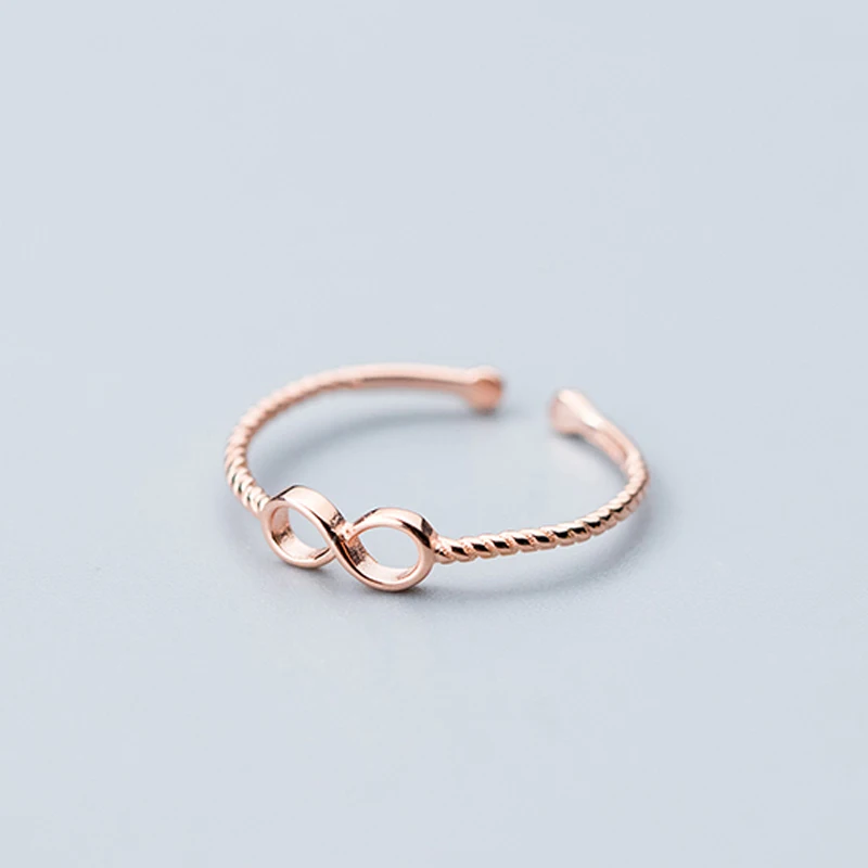 rose gold NBSAMENG стерлингового серебра 925 Бесконечность вечность витые кольца для женщин бесконечное любовь Незамкнутое регулируемое кольцо подарок ювелирных изделий - Цвет основного камня: rose gold