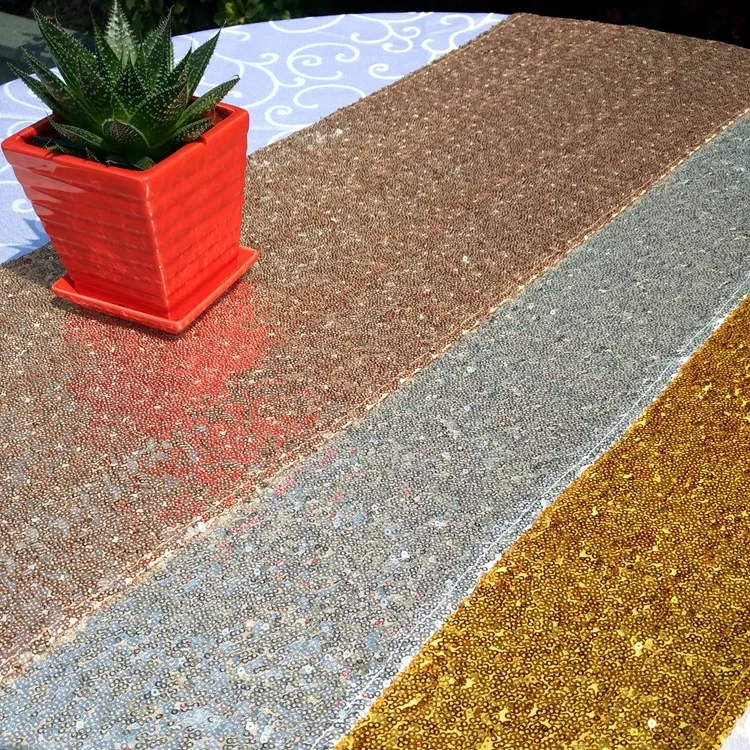 Luxury Gold Sequin Table Runner Wedding Party Decoration Solid Color Runners 30 x 180cm/30 * 275cm | Дом и сад