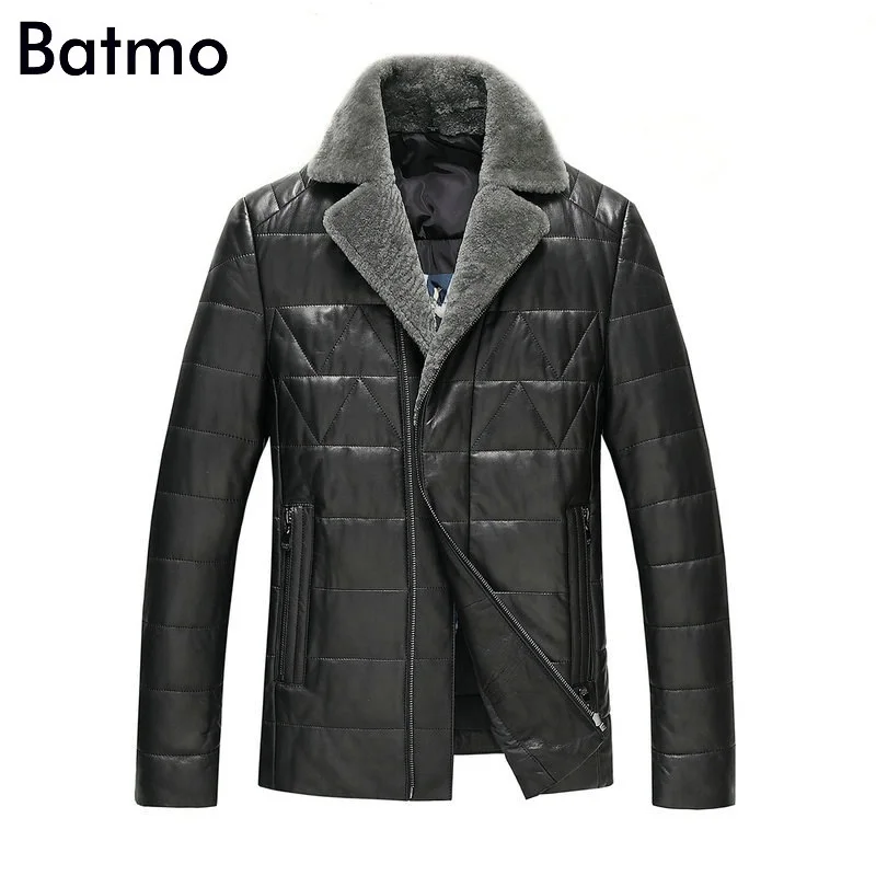 Batmo 2018 Новое поступление зимние высокого качества из овечьей кожи и белого утиного пуха настоящие кожаные