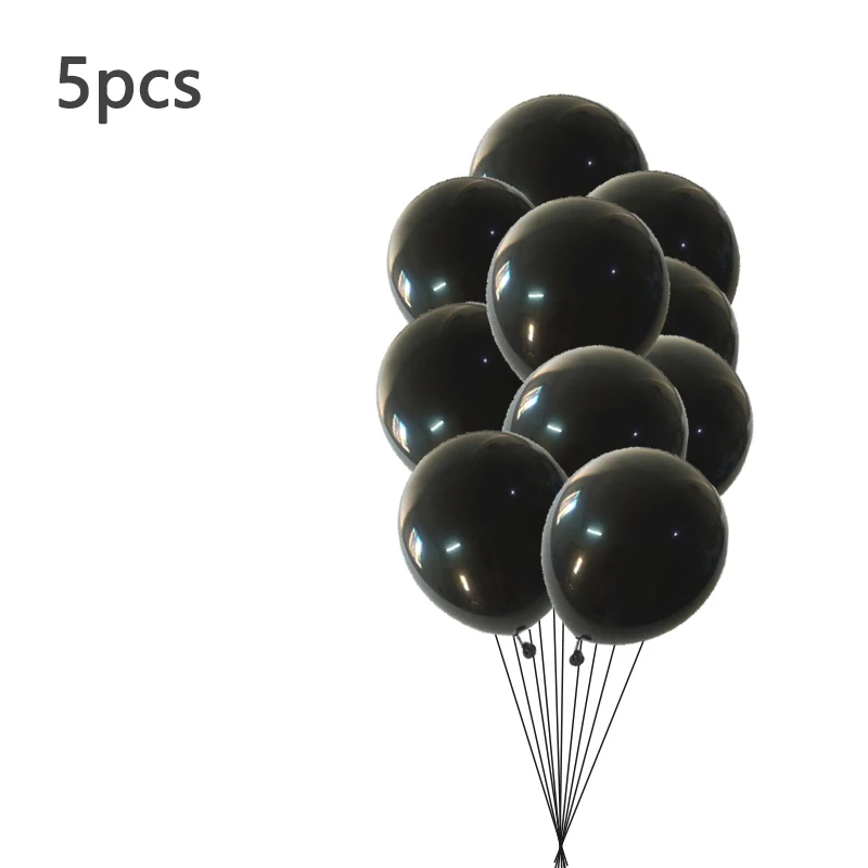 5pcs black latex Мультяшные панды алюминиевые шары в черный горошек латексные со звездой покрытые фольгой шары Дети День рождения ребенок душ животные их вечерние украшения - Цвет: 5pcs black latex