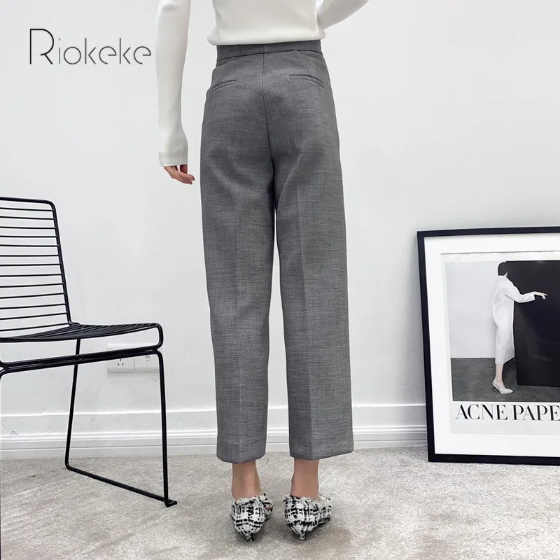 Riokeke толстые прямые свободные женские костюмы брюки повседневные теплые с