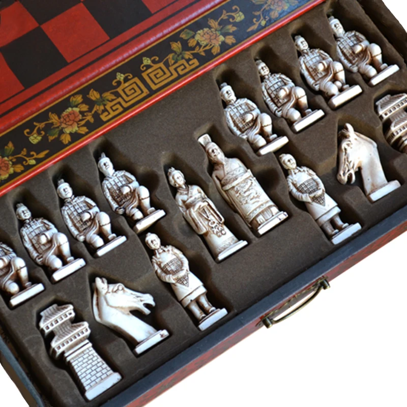 Китайские ретро шахматы терракотовые воины винтажная резьба из смолы Chessman