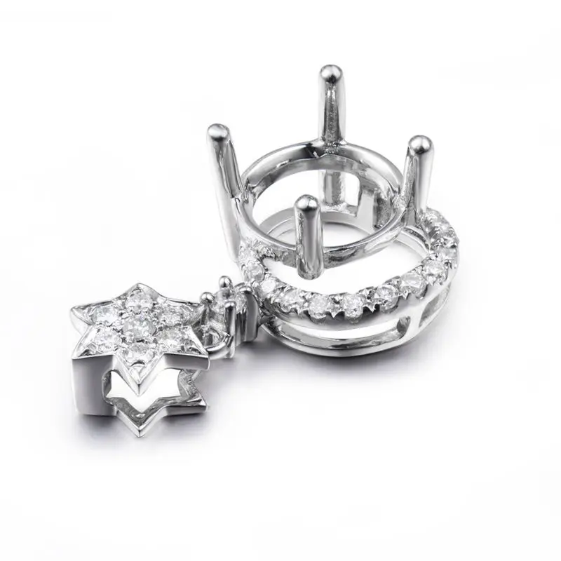 Ювелирные изделия 7x7 мм круглые подвески с натуральным бриллиантом в твердом 18