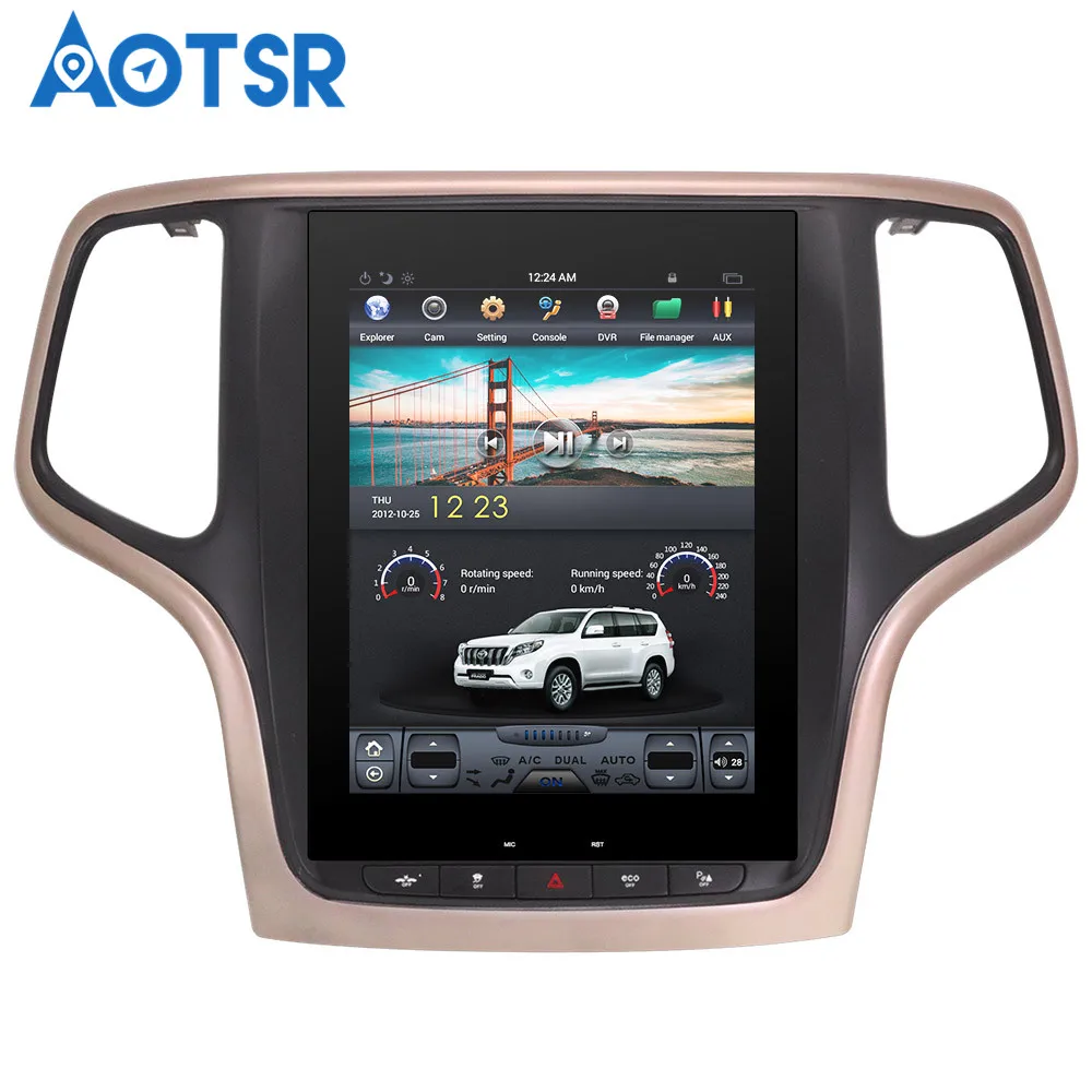 Android Tesla стиль Автомобильный GPS навигатор для JEEP Grand Cherokee 2014-2018 золотой и черный
