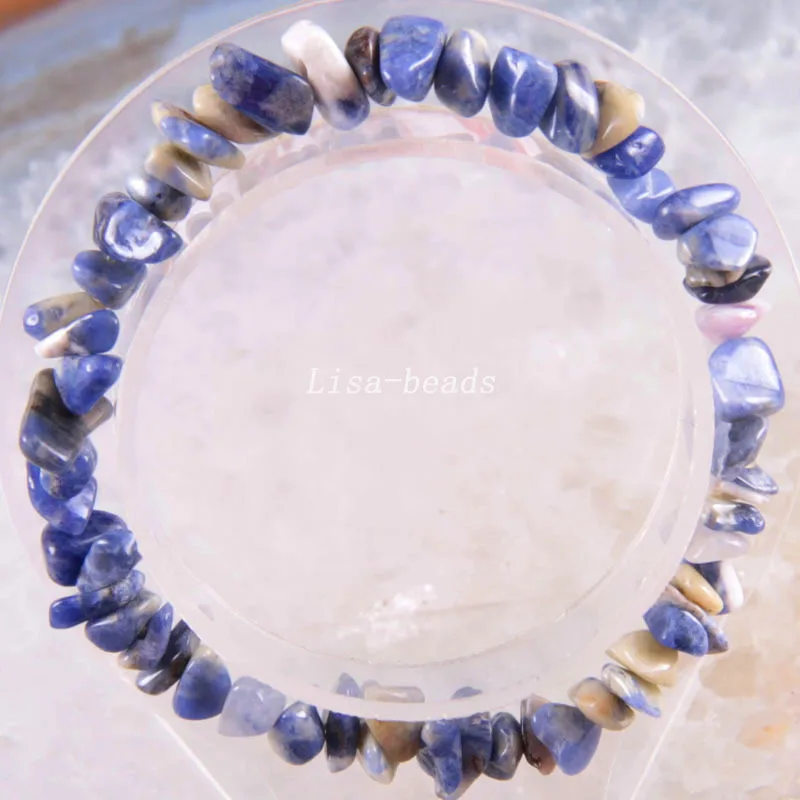 Blue Sodalite Браслет ювелирный подарок для женщин девушек натуральный камень чип бусины браслет Кристалл Опал Сердолик Lapis шнур стрейч " 1 шт - Окраска металла: Blue Sodalite