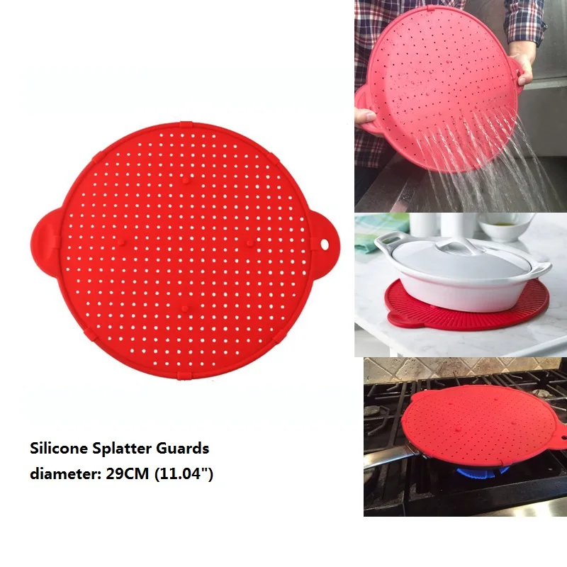 Силиконовая кухонная утварь разбрызгиватель сковорода с длинной ручкой для