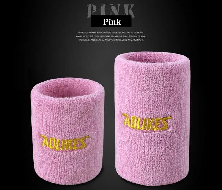 Pink 12 цветов, 2 размера, для спортзала, йоги, хлопковые напульсники против пота, спортивные Напульсники, поддержка запястья, Напульсник для тенниса, бадминтона, бега, 1 шт - Цвет: Pink