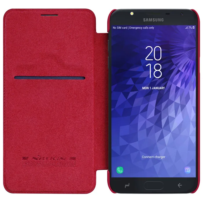 Красный Кожаный чехол NILLKIN QIN для samsung Galaxy J7 Duo, высокое качество, кожа и пластик, жесткая задняя крышка для J7 Duo, чехлы для телефонов, чехол s - Цвет: Красный