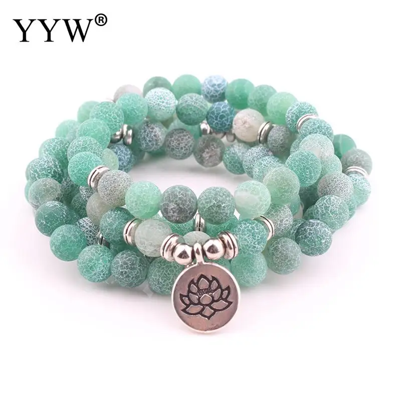 

Boho Multilayer Crackle Natural Stone Wrap Bracelet 21inch/Strand Vintage Antique Silver Color Plated Pulseras Ethnic Jewelry