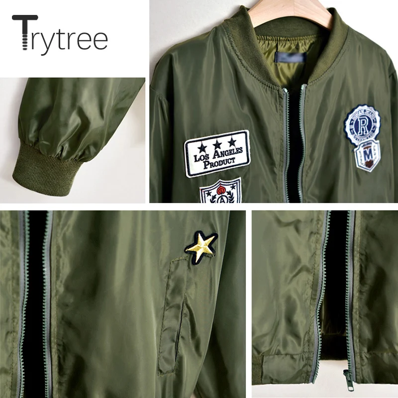 Женское пальто на молнии Ttytree черное повседневное армейское из полиэстера с