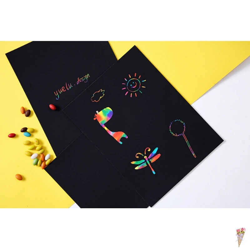 10 листов черная Экологически чистая A4 Волшебная Живопись бумага с ручкой для