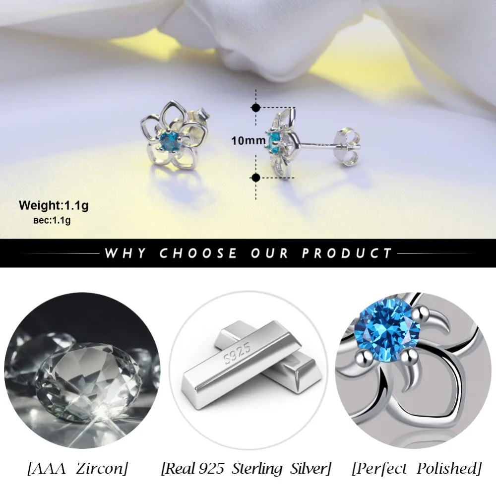 Женские серьги гвоздики из серебра 925 пробы с фианитом|silver stud earrings|sterling silver