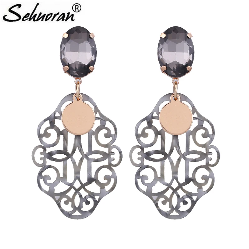 Sehuoran Brinco Brincos оригинальность трендовые геометрические серьги капли из смолы с