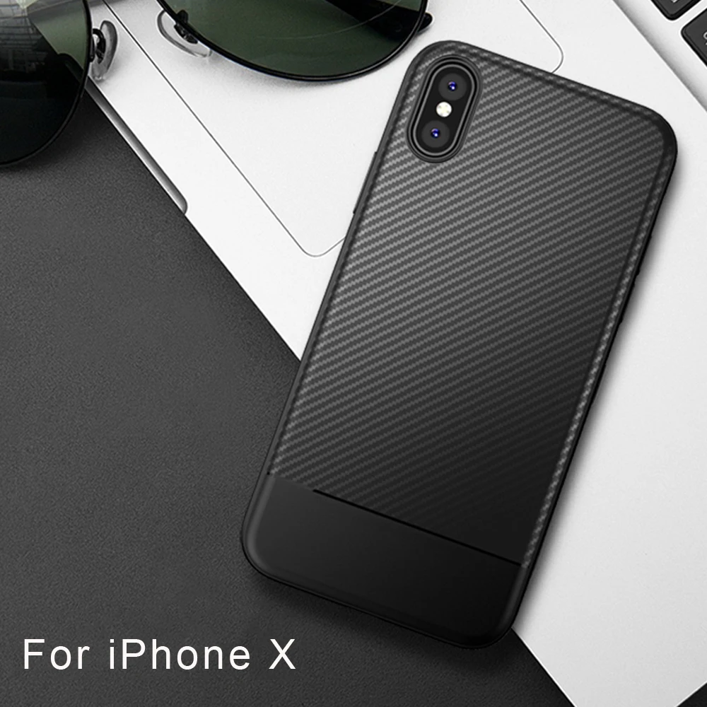FLOVEME для iPhone X 10 чехол роскошный, деловой чехол из углеродного волокна для iPhone 8 7 6 6S Plus силиконовый чехол для телефона аксессуары