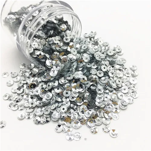 Silver Блестки 4 мм серебряное дно чашки блесток формы ПВХ свободная тесьма с пайетками для шитья свадьбы DIY для ремесел Конфетти украшения 10 г - Цвет: Silver