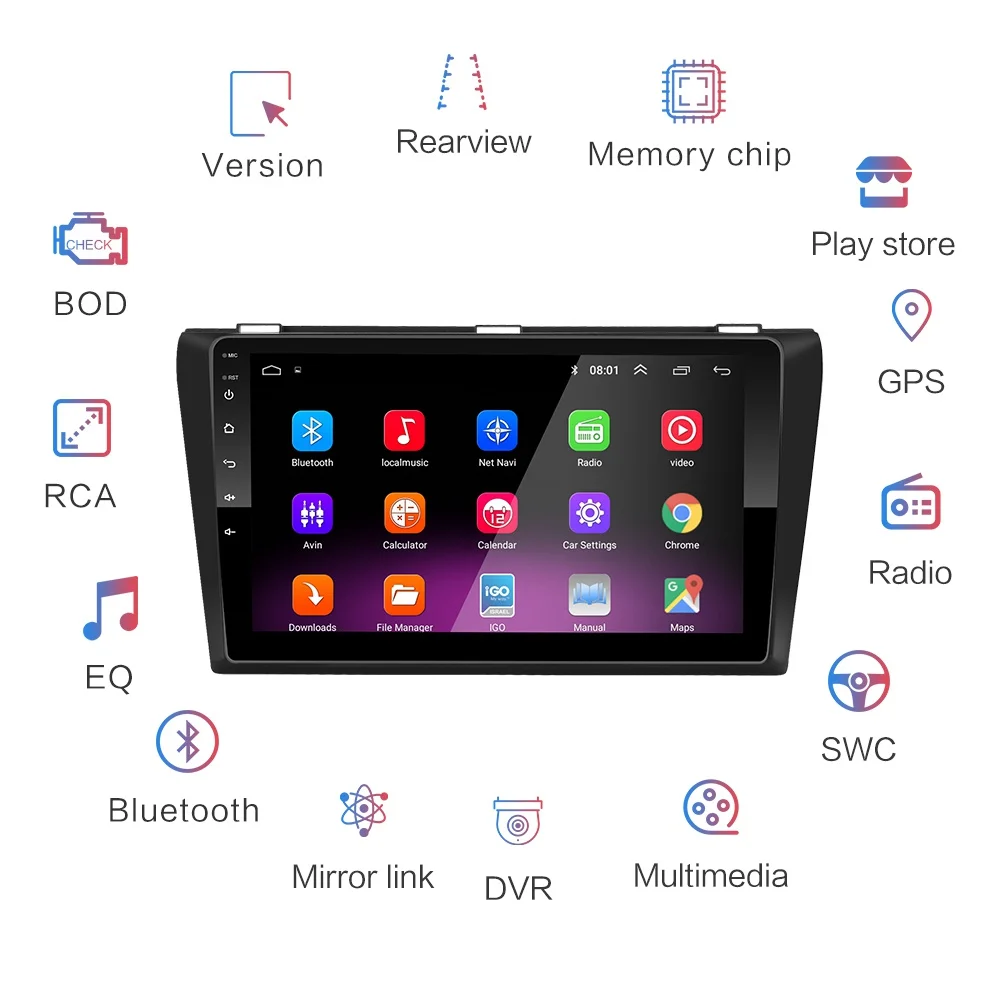2G+ 32G " 2din Android 8,1 GO автомобильный Радио gps навигация wifi Bluetooth плеер карта для Mazda 3 2004-2013 автомобильный dvd-плеер
